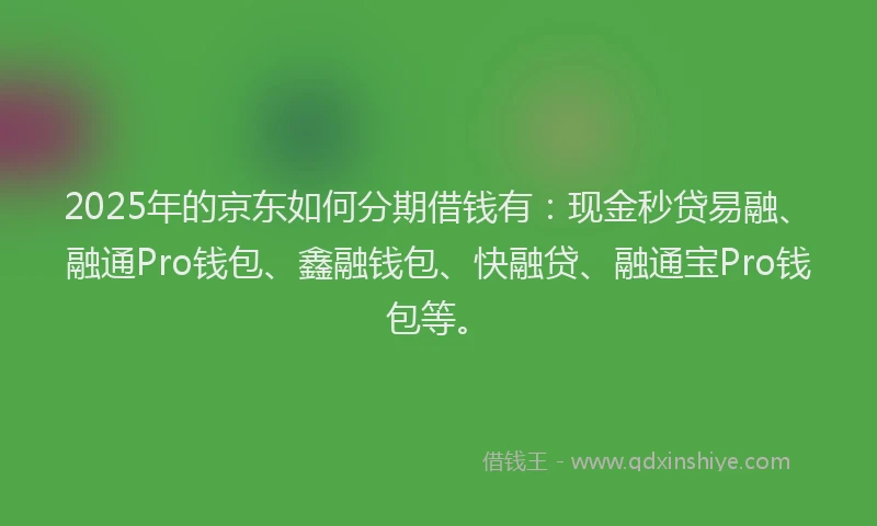 2025年的京东如何分期借钱有：现金秒贷易融、融通Pro钱包、鑫融钱包、快融贷、融通宝Pro钱包等。