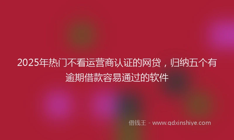 2025年热门不看运营商认证的网贷，归纳五个有逾期借款容易通过的软件