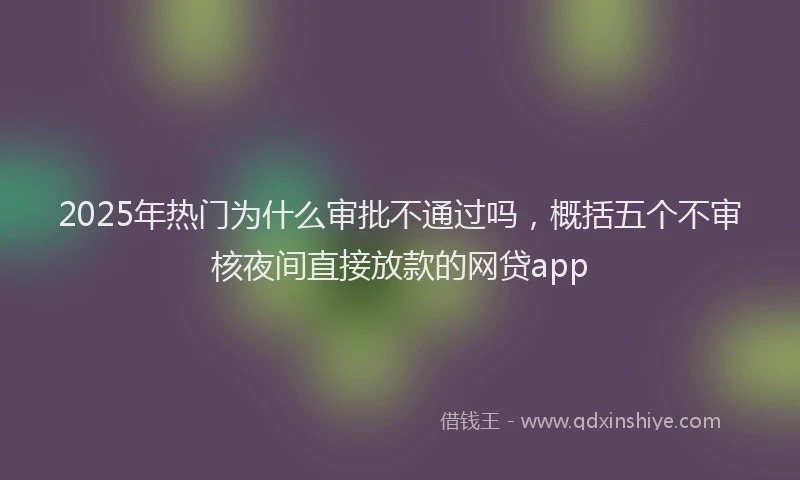 2025年热门为什么审批不通过吗，概括五个不审核夜间直接放款的网贷app