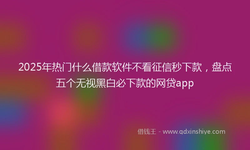 2025年热门什么借款软件不看征信秒下款，盘点五个无视黑白必下款的网贷app