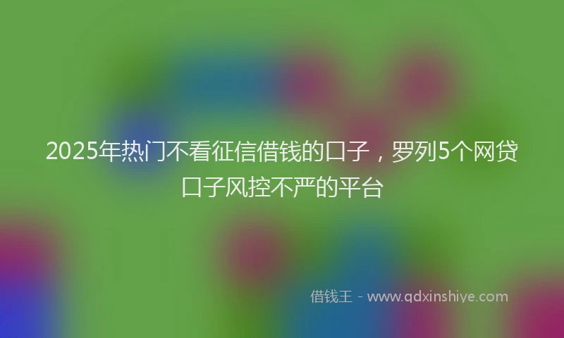 2025年热门不看征信借钱的口子，罗列5个网贷口子风控不严的平台