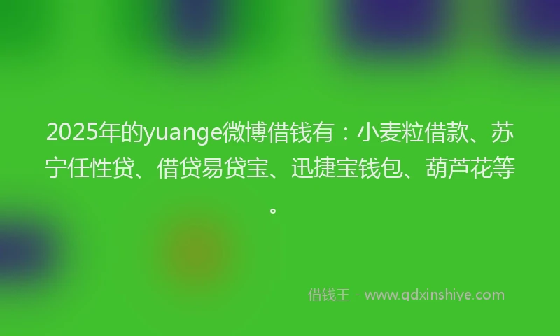 2025年的yuange微博借钱有：小麦粒借款、苏宁任性贷、借贷易贷宝、迅捷宝钱包、葫芦花等。