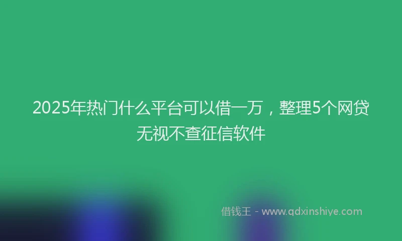2025年热门什么平台可以借一万，整理5个网贷无视不查征信软件