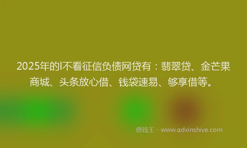 2025年的l不看征信负债网贷有：翡翠贷、金芒果商城、头条放心借、钱袋速易、够享借等。