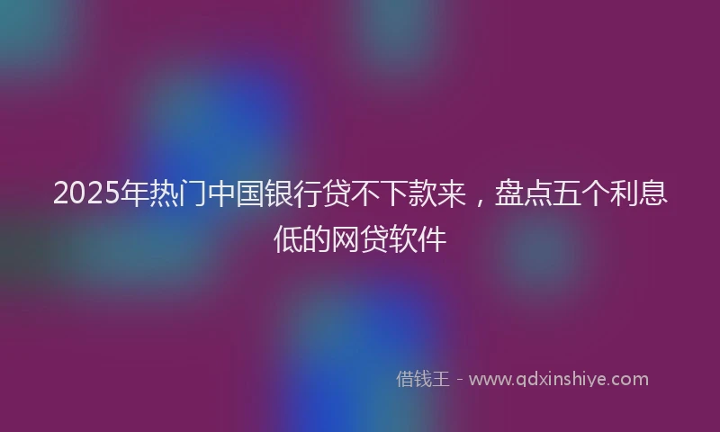2025年热门中国银行贷不下款来，盘点五个利息低的网贷软件