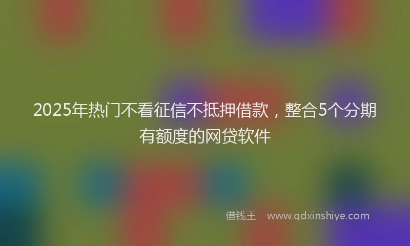 2025年热门不看征信不抵押借款，整合5个分期有额度的网贷软件