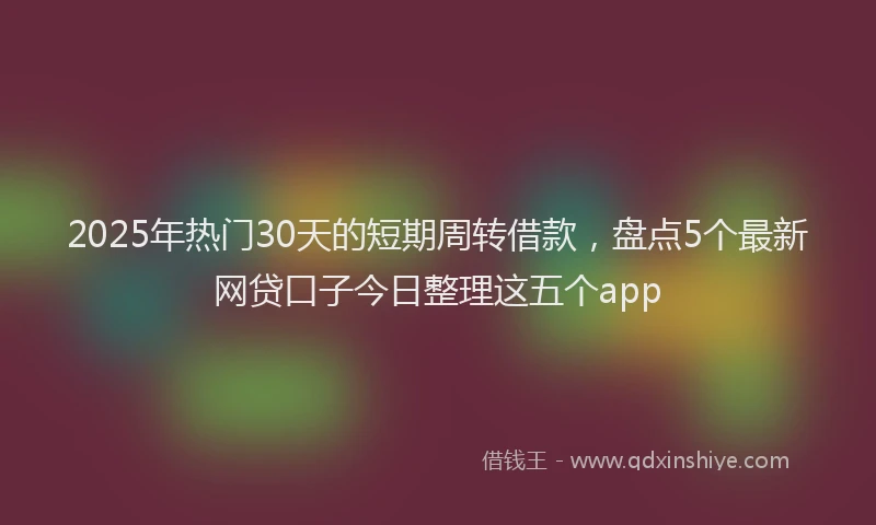 2025年热门30天的短期周转借款，盘点5个最新网贷口子今日整理这五个app
