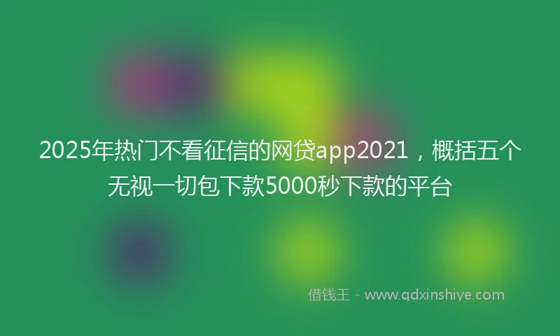2025年热门不看征信的网贷app2021，概括五个无视一切包下款5000秒下款的平台