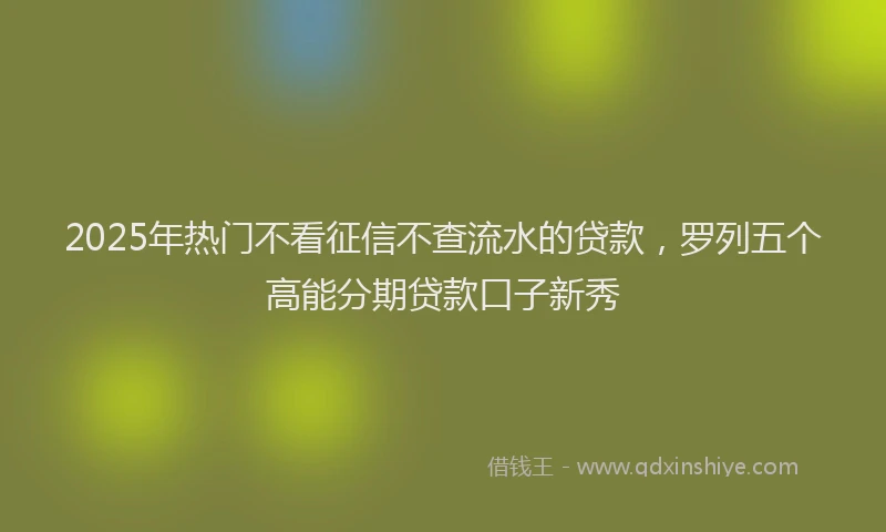 2025年热门不看征信不查流水的贷款，罗列五个高能分期贷款口子新秀