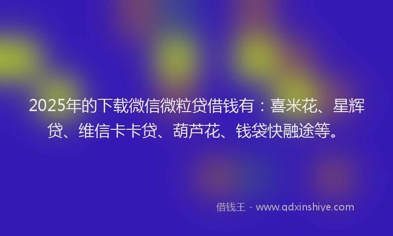 2025年的下载微信微粒贷借钱有：喜米花、星辉贷、维信卡卡贷、葫芦花、钱袋快融途等。