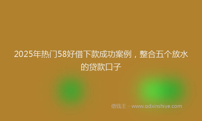 2025年热门58好借下款成功案例，整合五个放水的贷款口子