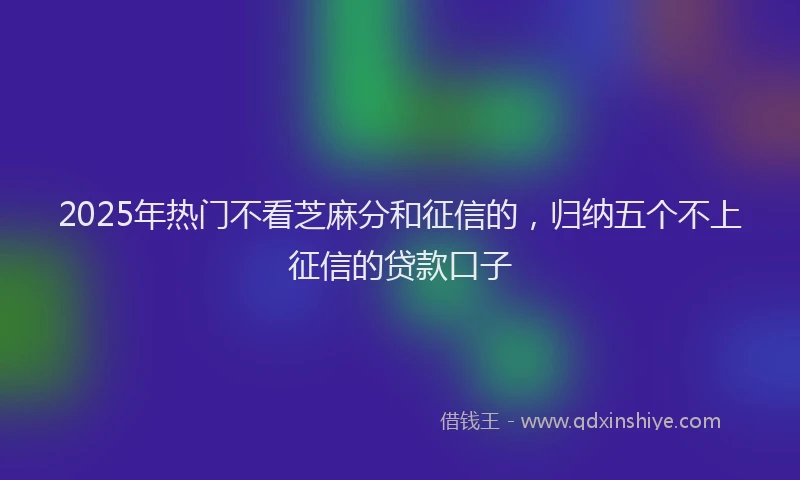 2025年热门不看芝麻分和征信的，归纳五个不上征信的贷款口子
