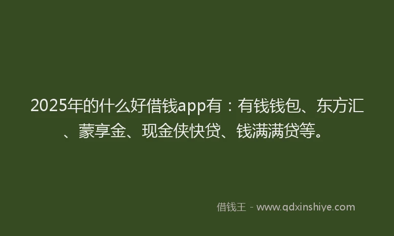2025年的什么好借钱app有：有钱钱包、东方汇、蒙享金、现金侠快贷、钱满满贷等。