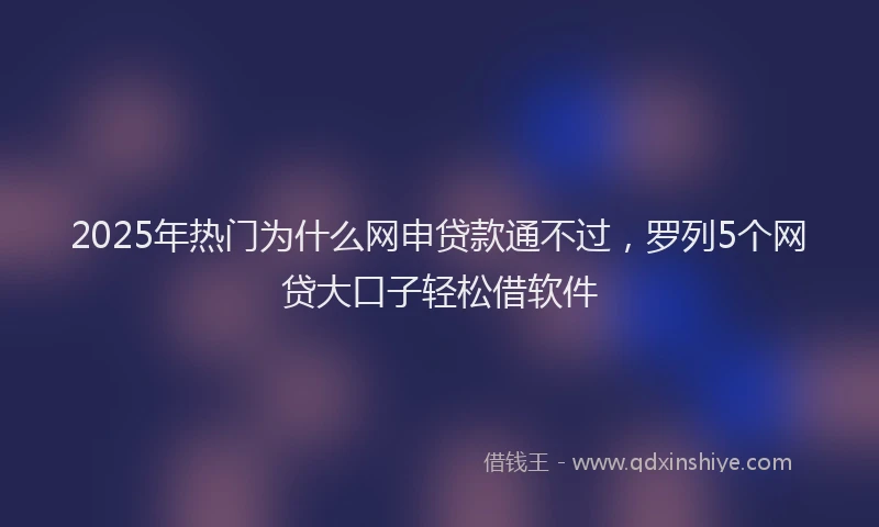 2025年热门为什么网申贷款通不过，罗列5个网贷大口子轻松借软件