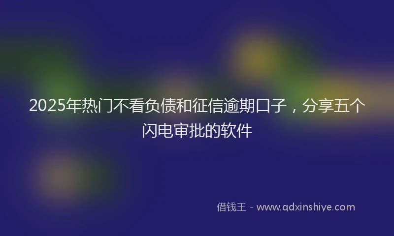 2025年热门不看负债和征信逾期口子，分享五个闪电审批的软件