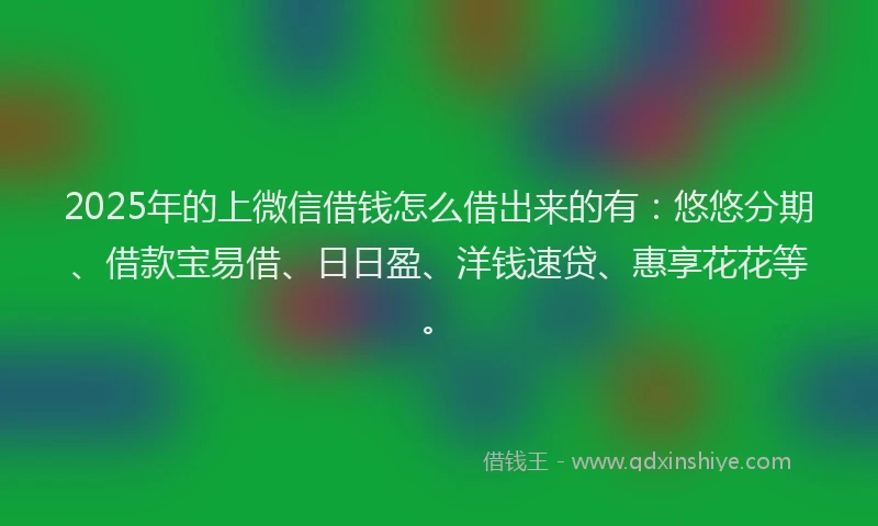 2025年的上微信借钱怎么借出来的有：悠悠分期、借款宝易借、日日盈、洋钱速贷、惠享花花等。