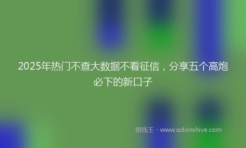 2025年热门不查大数据不看征信，分享五个高炮必下的新口子
