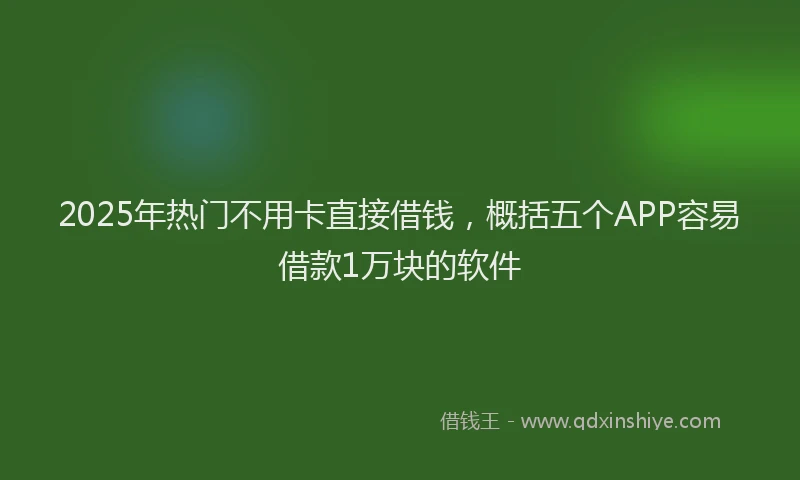 2025年热门不用卡直接借钱，概括五个APP容易借款1万块的软件