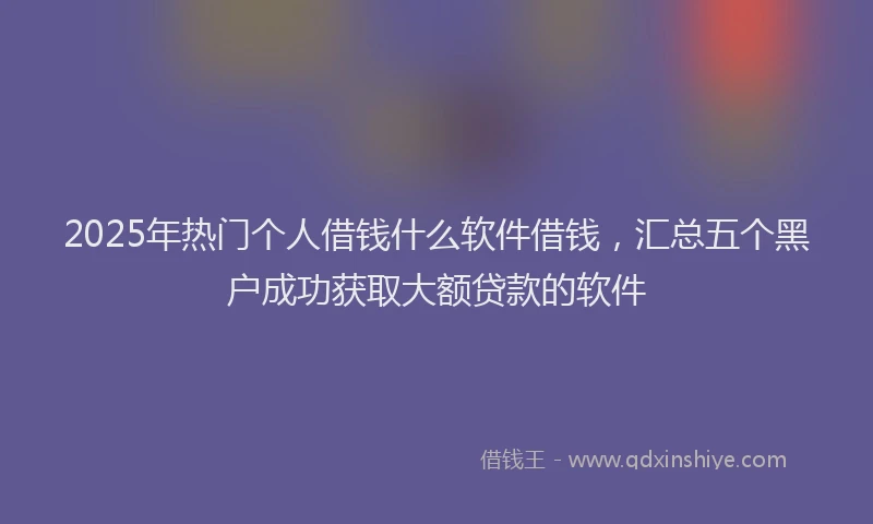 2025年热门个人借钱什么软件借钱，汇总五个黑户成功获取大额贷款的软件
