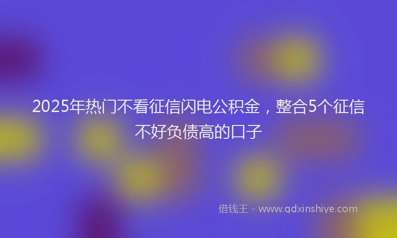 2025年热门不看征信闪电公积金，整合5个征信不好负债高的口子