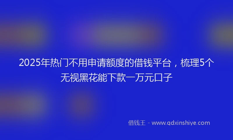 2025年热门不用申请额度的借钱平台，梳理5个无视黑花能下款一万元口子
