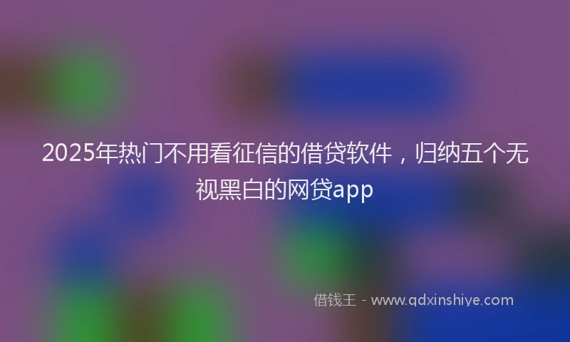 2025年热门不用看征信的借贷软件，归纳五个无视黑白的网贷app