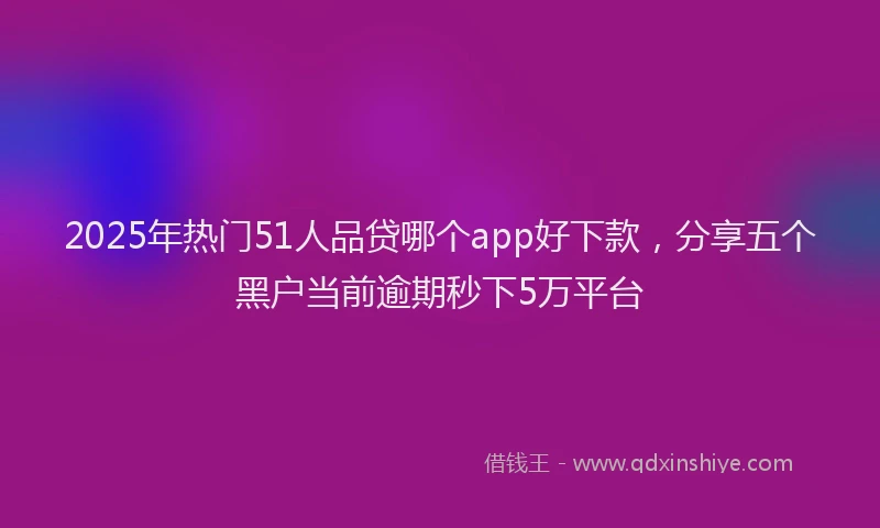 2025年热门51人品贷哪个app好下款，分享五个黑户当前逾期秒下5万平台