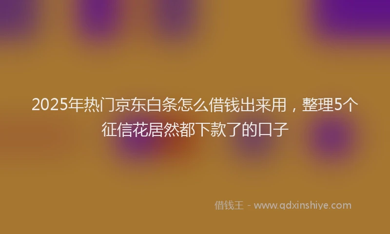 2025年热门京东白条怎么借钱出来用，整理5个征信花居然都下款了的口子