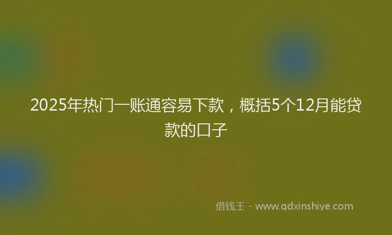 2025年热门一账通容易下款，概括5个12月能贷款的口子