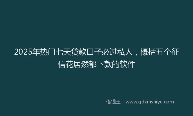 2025年热门七天贷款口子必过私人，概括五个征信花居然都下款的软件