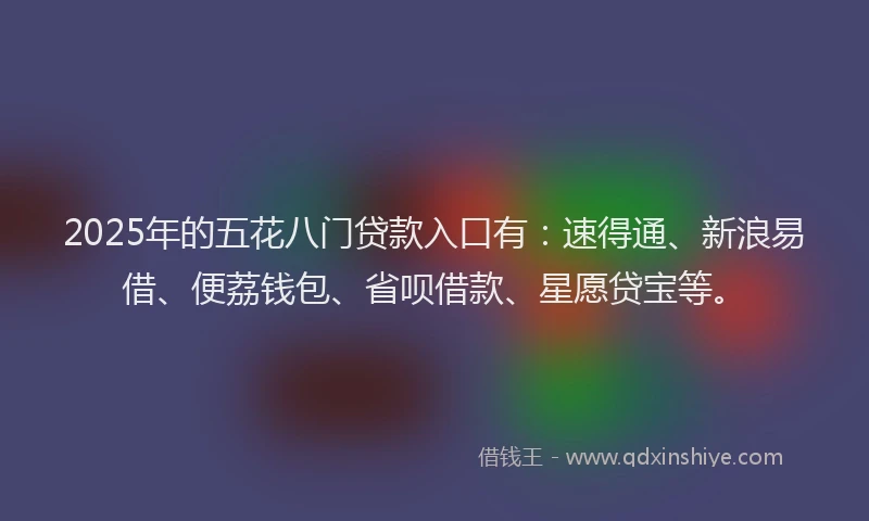 2025年的五花八门贷款入口有：速得通、新浪易借、便荔钱包、省呗借款、星愿贷宝等。