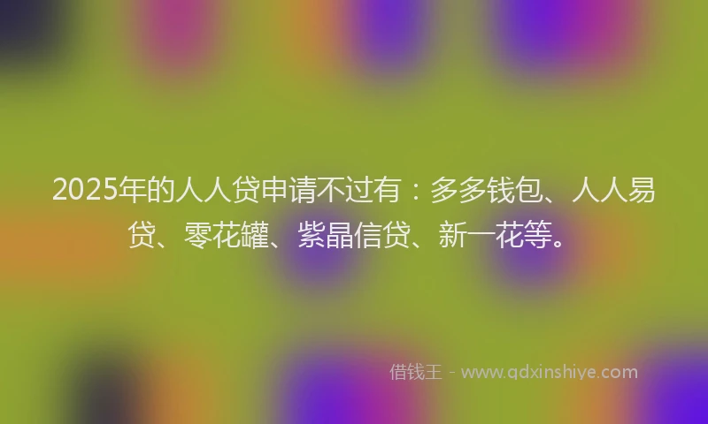 2025年的人人贷申请不过有：多多钱包、人人易贷、零花罐、紫晶信贷、新一花等。