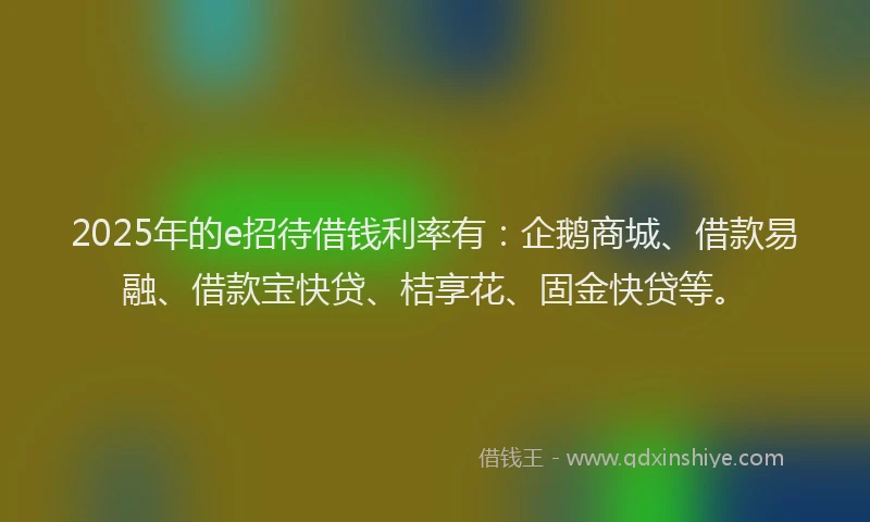 2025年的e招待借钱利率有：企鹅商城、借款易融、借款宝快贷、桔享花、固金快贷等。