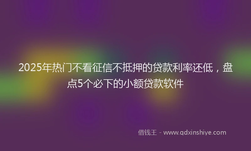 2025年热门不看征信不抵押的贷款利率还低，盘点5个必下的小额贷款软件