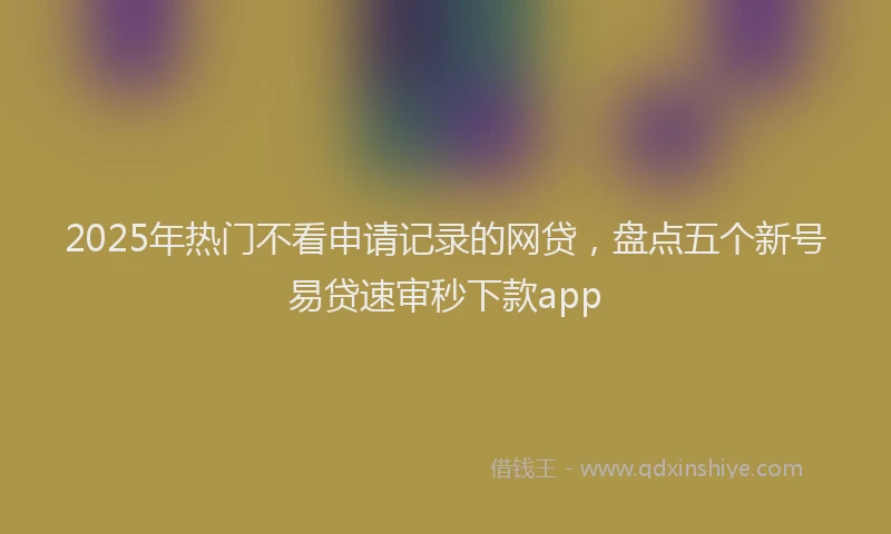 2025年热门不看申请记录的网贷，盘点五个新号易贷速审秒下款app