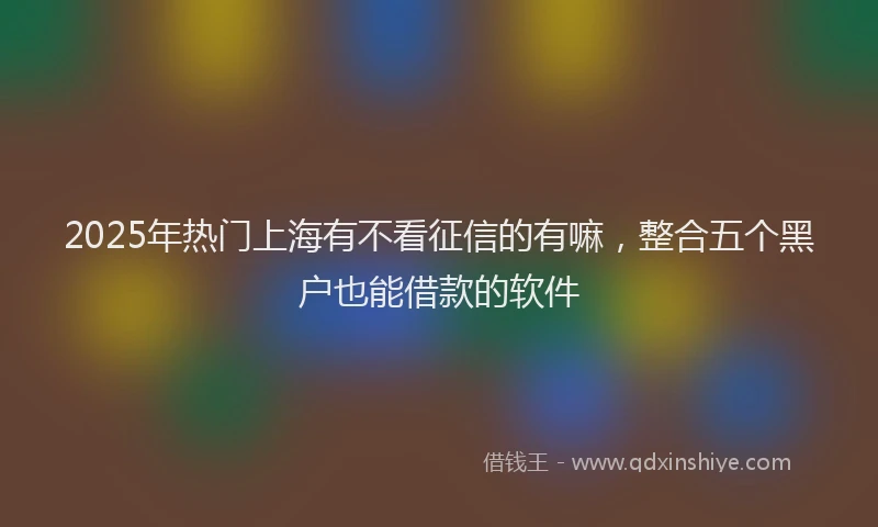 2025年热门上海有不看征信的有嘛，整合五个黑户也能借款的软件