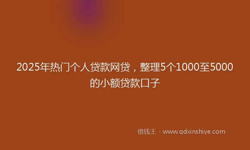 2025年热门个人贷款网贷，整理5个1000至5000的小额贷款口子