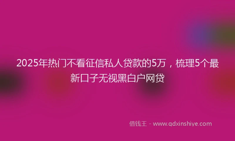 2025年热门不看征信私人贷款的5万，梳理5个最新口子无视黑白户网贷