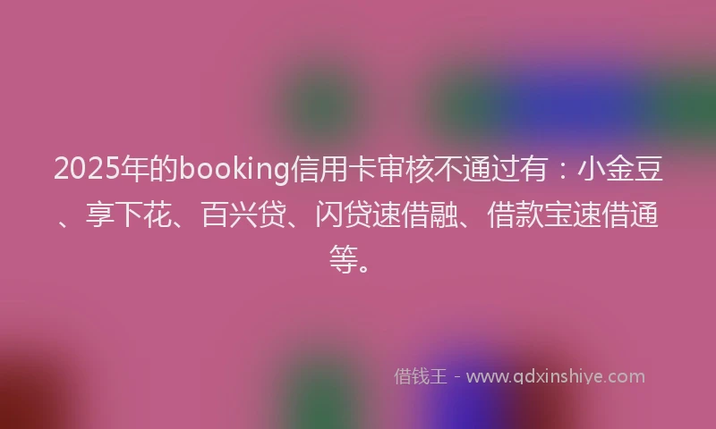 2025年的booking信用卡审核不通过有：小金豆、享下花、百兴贷、闪贷速借融、借款宝速借通等。