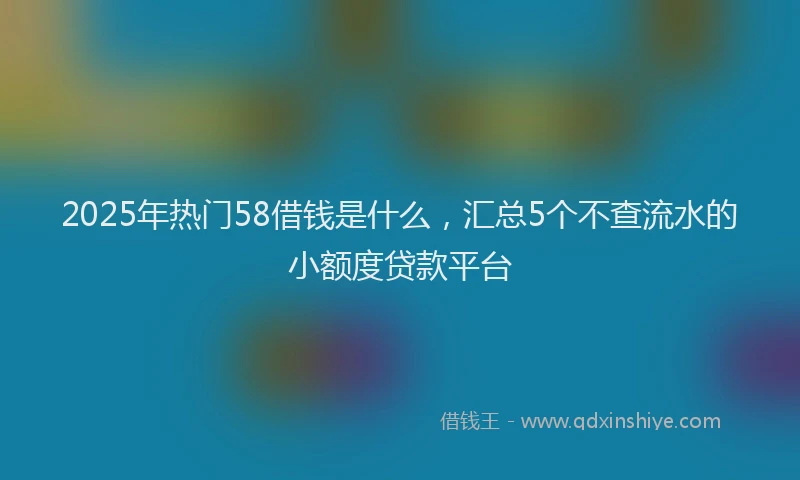 2025年热门58借钱是什么，汇总5个不查流水的小额度贷款平台