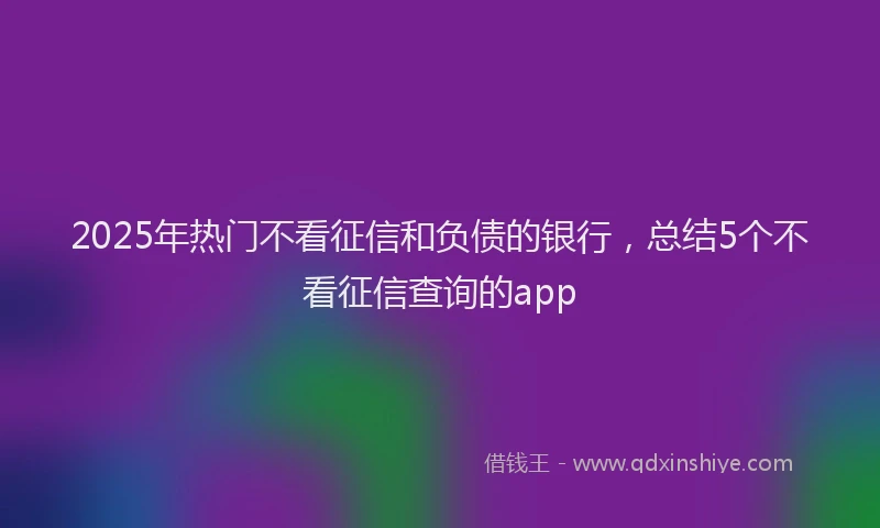 2025年热门不看征信和负债的银行，总结5个不看征信查询的app