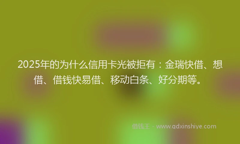 2025年的为什么信用卡光被拒有：金瑞快借、想借、借钱快易借、移动白条、好分期等。