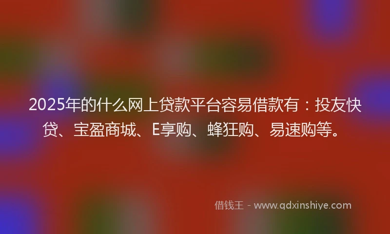 2025年的什么网上贷款平台容易借款有：投友快贷、宝盈商城、E享购、蜂狂购、易速购等。