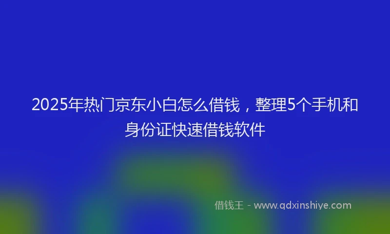 2025年热门京东小白怎么借钱，整理5个手机和身份证快速借钱软件