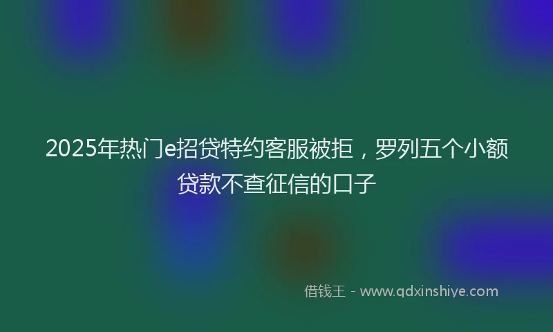 2025年热门e招贷特约客服被拒，罗列五个小额贷款不查征信的口子