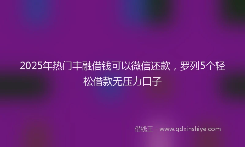 2025年热门丰融借钱可以微信还款，罗列5个轻松借款无压力口子