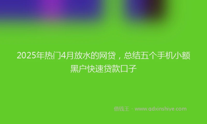 2025年热门4月放水的网贷，总结五个手机小额黑户快速贷款口子