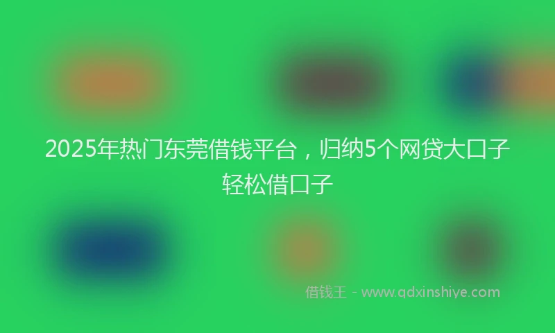 2025年热门东莞借钱平台，归纳5个网贷大口子轻松借口子