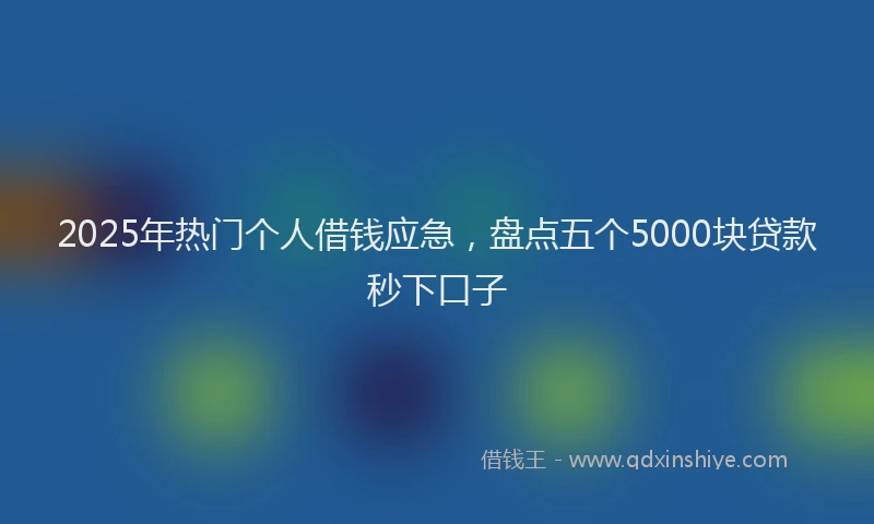 2025年热门个人借钱应急，盘点五个5000块贷款秒下口子
