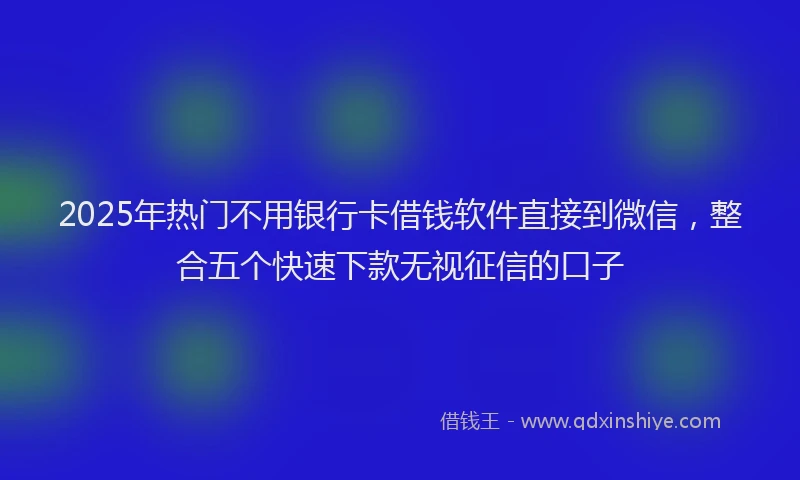 2025年热门不用银行卡借钱软件直接到微信，整合五个快速下款无视征信的口子